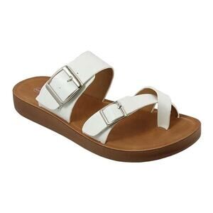 Top Moda White Cross-Strap Faron Slides